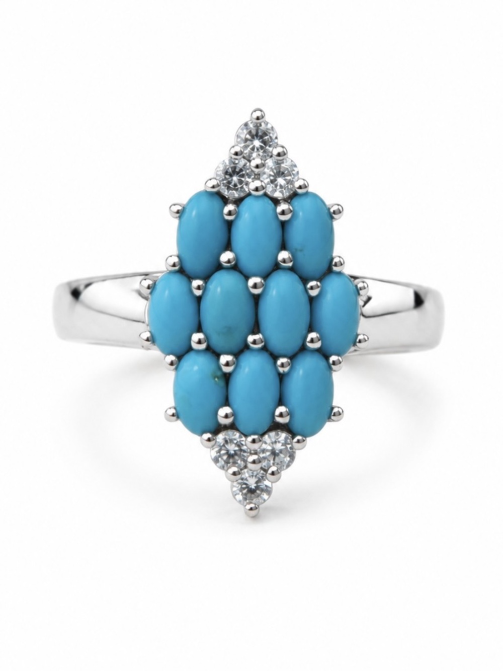 SONI • India 925 Silver Southwestern Turquoise Cluster Ring